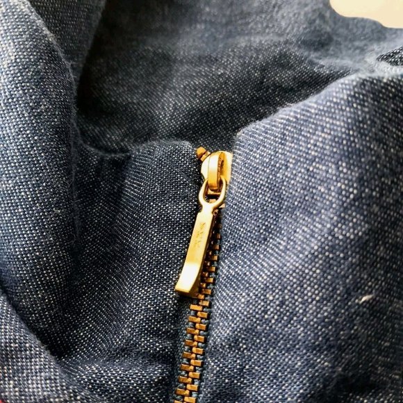 Vintage Womens M Jacket Lightweight Chambray Floral Peony Alice Martin Zip Up - Picture 12 of 16